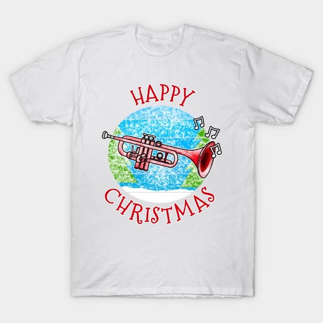 Christmas Trumpet Trumpeter Brass Musician Xmas 2022 T-Shirt by doodlerob